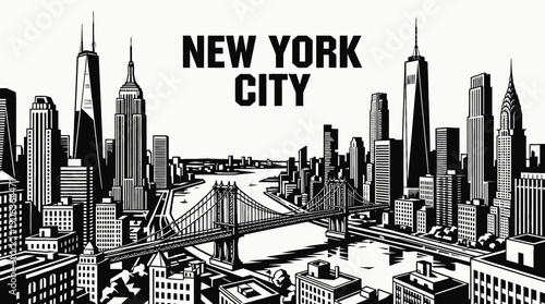 new york city skyline urban architecture downtown landmark travel tourism america usa landscape metropolitan business culture with skyscrapers manhattan bridge hudson