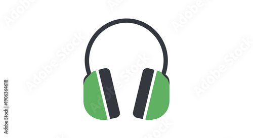 Green headphones icon on white background.