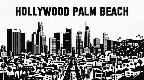 los angeles city skyline urban architecture downtown landmark travel tourism america usa landscape metropolitan historic destination famous district with hollywood palm beach