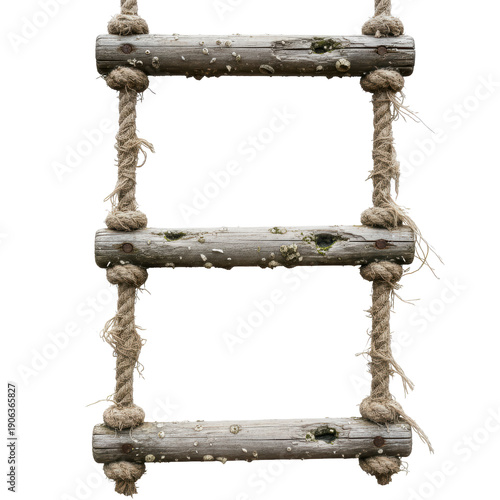 Old rope ladder on black background