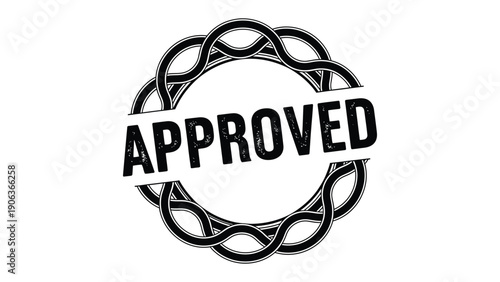 Approved Stamp: A bold stamp declares APPROVED, symbolizing endorsement, validation, and authorization, conveying trust and confirmation.