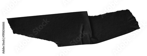 black crumpled torn tape isolated on transparent background.