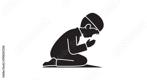 Muslim woman praying in contemplation with serene expression
