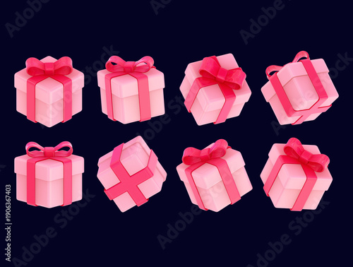 gift, pink, present, ribbon, 3d