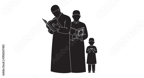 Family reading together with copy space