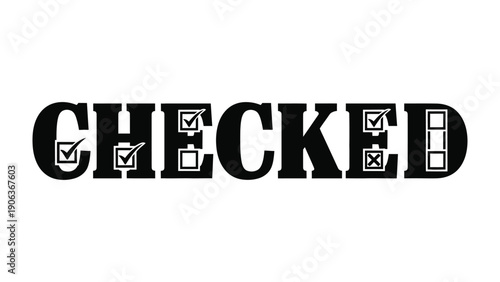Checked text stamp: An eye-catching CHECKED text stamp, boldly emblazoned with check mark symbols, ready to highlight completed tasks or approvals.