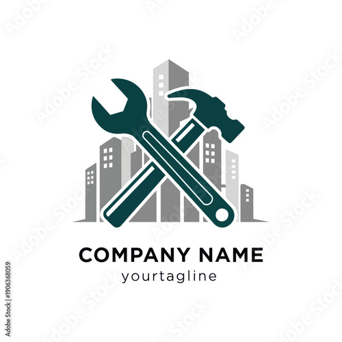 Wrench and Hammer Crossed Tools Illustration.