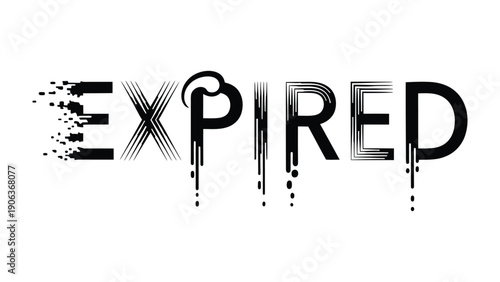 Expired text design: An impactful text design conveying the concept of expiration, crafted with a unique typography and visual style to grab attention.
