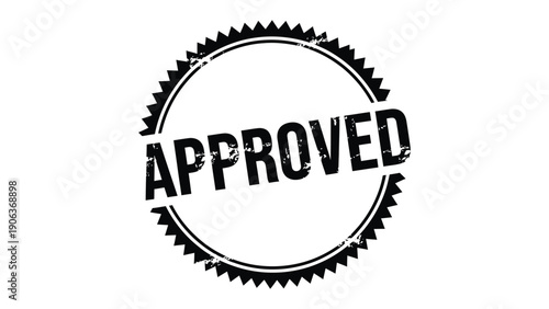 Approved Stamp: A bold, circular stamp declares APPROVED, symbolizing confirmation and validation with a clear, direct message.