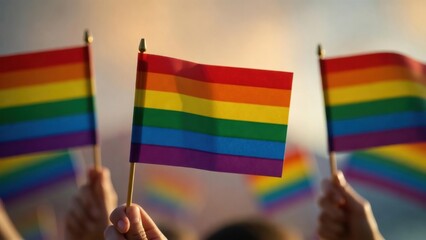 Vibrant pride flags waved in celebration at outdoor event.