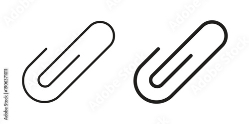 Attachment clip icons vector. Line and glyph design with editable stroke