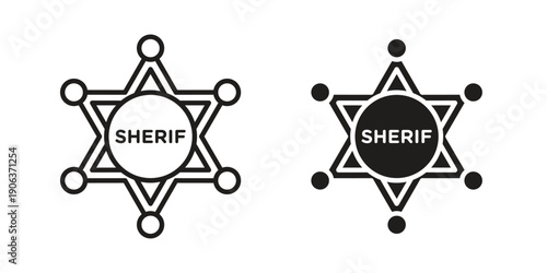Badge Sheriff icons vector. Line and glyph design with editable stroke