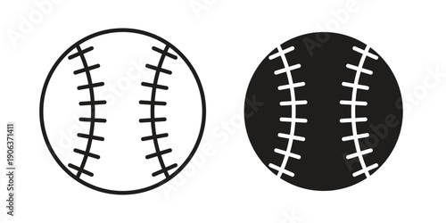 Baseball icons vector. Line and glyph design with editable stroke