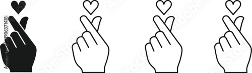 Korean finger heart gesture, a popular symbol of love and affection.  "I love you" K-pop culture finger hearts. Overlapping the thumb and index finger to form a small heart shape. 