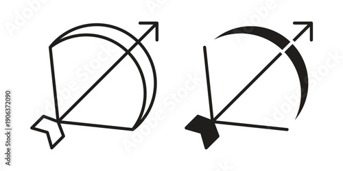 Bow arrow icons vector. Line and glyph design with editable stroke