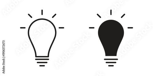 Bulb icons vector. Line and glyph design with editable stroke