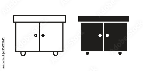Cabinet icons vector. Line and glyph design with editable stroke