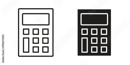 Calculator icons vector. Line and glyph design with editable stroke