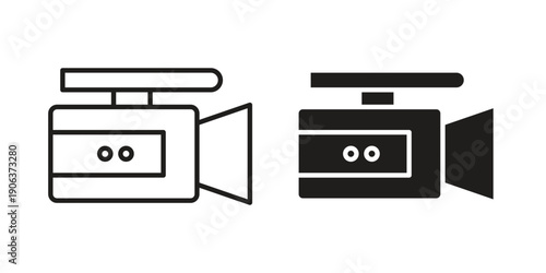 Camcorder icons vector. Line and glyph design with editable stroke