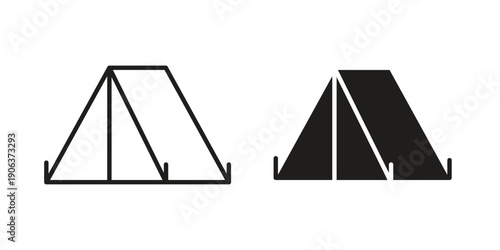 Camping icons vector. Line and glyph design with editable stroke