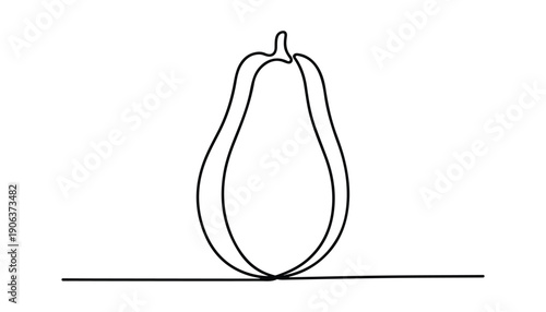 One continuous line illustration of an Papaya fruits, isolated on white background.