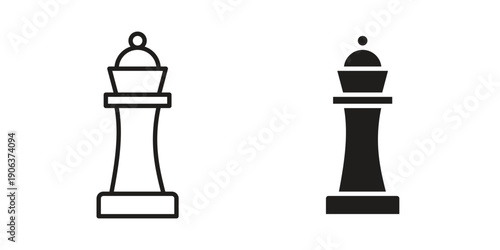 Chess queen icons vector. Line and glyph design with editable stroke
