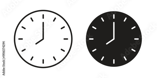Clock seven icons vector. Line and glyph design with editable stroke