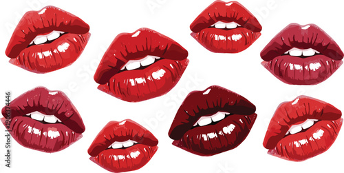 Red Lipstick Kiss Marks for Valentine's Day Love and Romance Designs