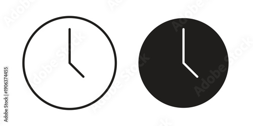 Clock-five icons vector. Line and glyph design with editable stroke