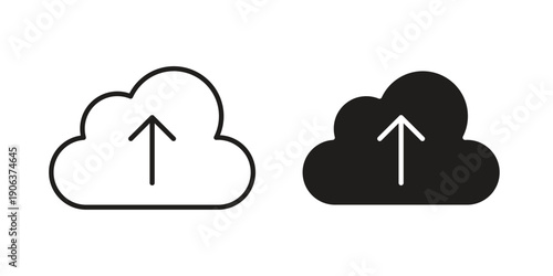 Cloud upload icons vector. Line and glyph design with editable stroke
