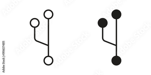 Code branch icons vector. Line and glyph design with editable stroke