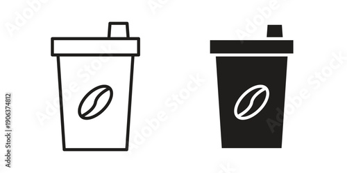 Coffee icons vector. Line and glyph design with editable stroke