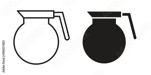 Coffee pot icons vector. Line and glyph design with editable stroke