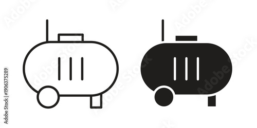 Compressor icons vector. Line and glyph design with editable stroke