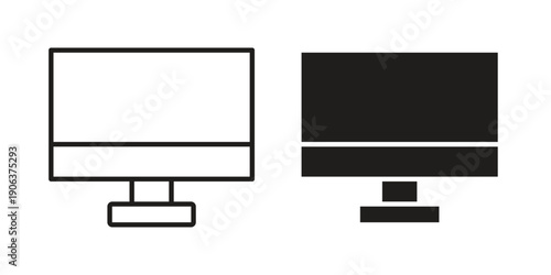 Computer screen icons vector. Line and glyph design with editable stroke
