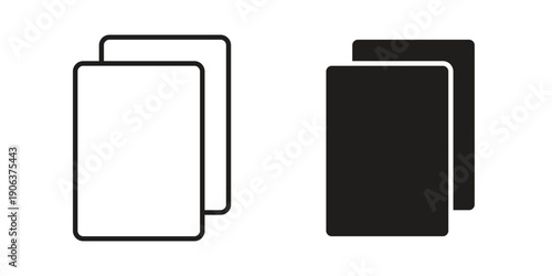 Copy icons vector. Line and glyph design with editable stroke