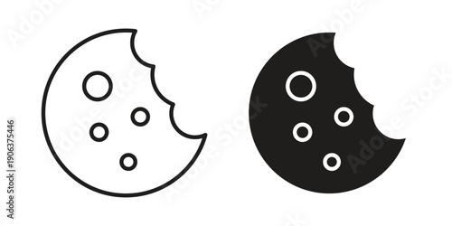 Cookie icons vector. Line and glyph design with editable stroke