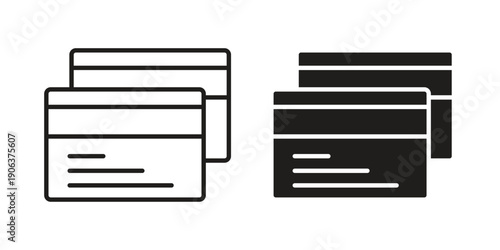 Credit card icons vector. Line and glyph design with editable stroke