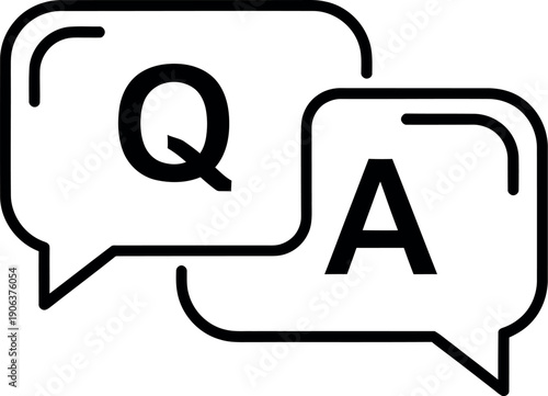 A graphic representation of a question and answer format using speech bubbles