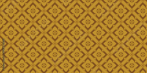 Line Thai gold color seamless geometric pattern, vintage wallpaper pattern