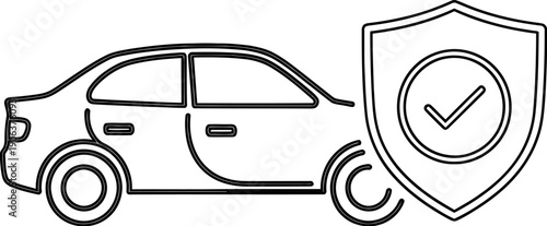 A shield with a checkmark symbolizing safety and security for a car.