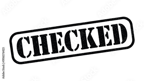 Checked Stamp: A bold, stamped CHECKED icon symbolizes validation, quality assurance, and completion. Conveying reliability and trustworthiness.
