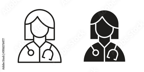 Doctor icons vector. Line and glyph design with editable stroke