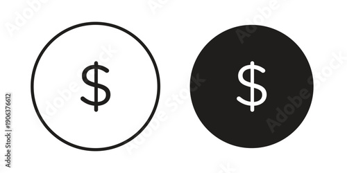 Dollar icons vector. Line and glyph design with editable stroke