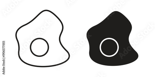 Egg fried icons vector. Line and glyph design with editable stroke