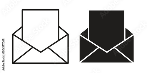 Envelope open icons vector. Line and glyph design with editable stroke