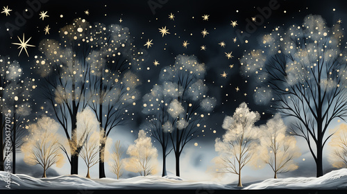 Simple winter landscape. Christmas Landscape background