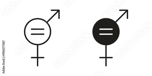 Equality icons vector. Line and glyph design with editable stroke