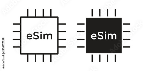 ESIM icons vector. Line and glyph design with editable stroke