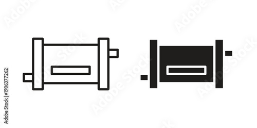 Exhaust pipe icons vector. Line and glyph design with editable stroke